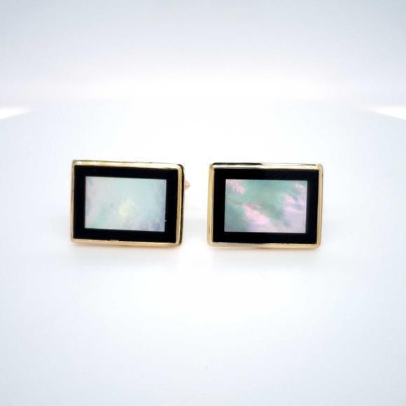 Estate Sale Vintage 14k Yellow Gold Onyx Black Cufflinks Men's Fine Jewelry